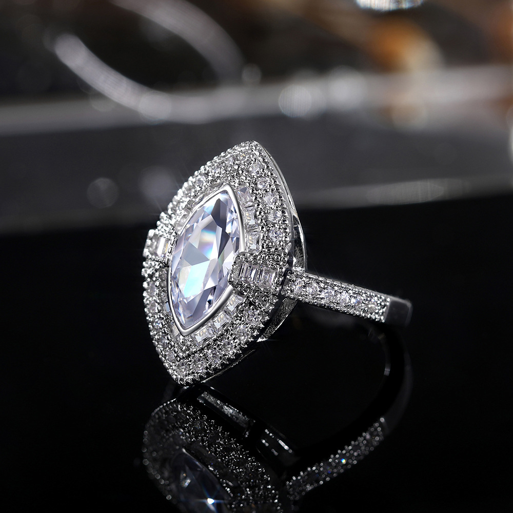 Copper Material Wholesale IG Style Shiny Horse Eye Copper Inlay Zircon Rings