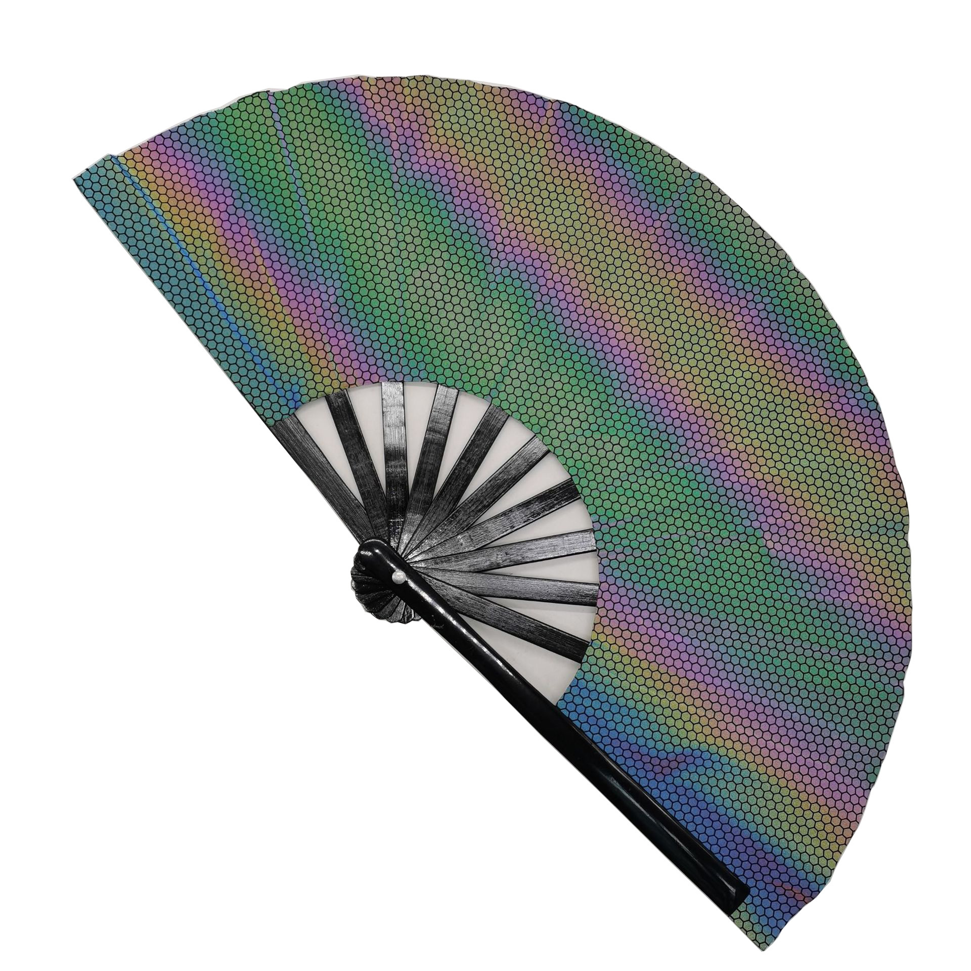 33 cm de ventilador de tela reflectante refrescante ventilador de tela reflectante Fan de fiesta reflectante Fan de kung fu ventilador de sonido