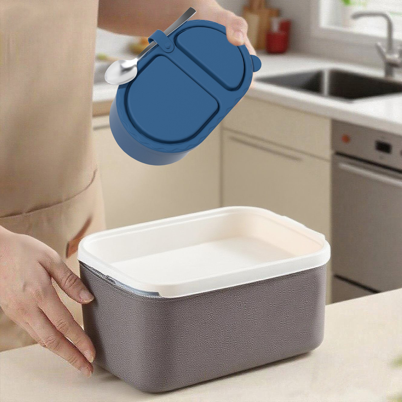 silicone snack container硅胶双格调味