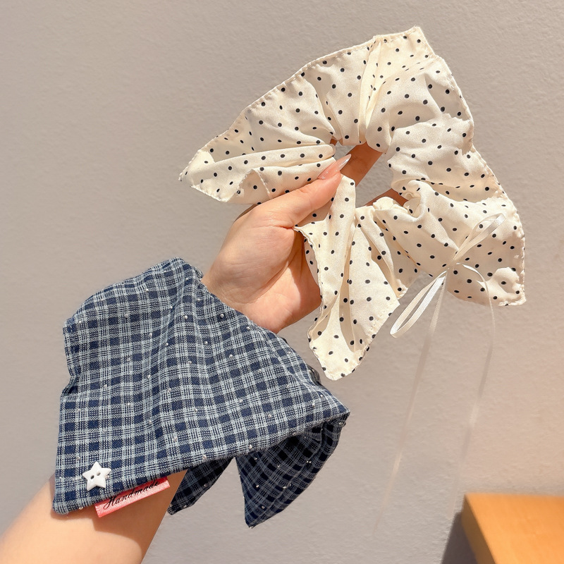 Nuevo punto ondulado anillo de pelo de intestino grueso arco cuadrado anillo de pelo de alta sensibilidad adornamiento de pelo dulce toalla cuadrada cuerda de cabeza cuerda de cabello boutique