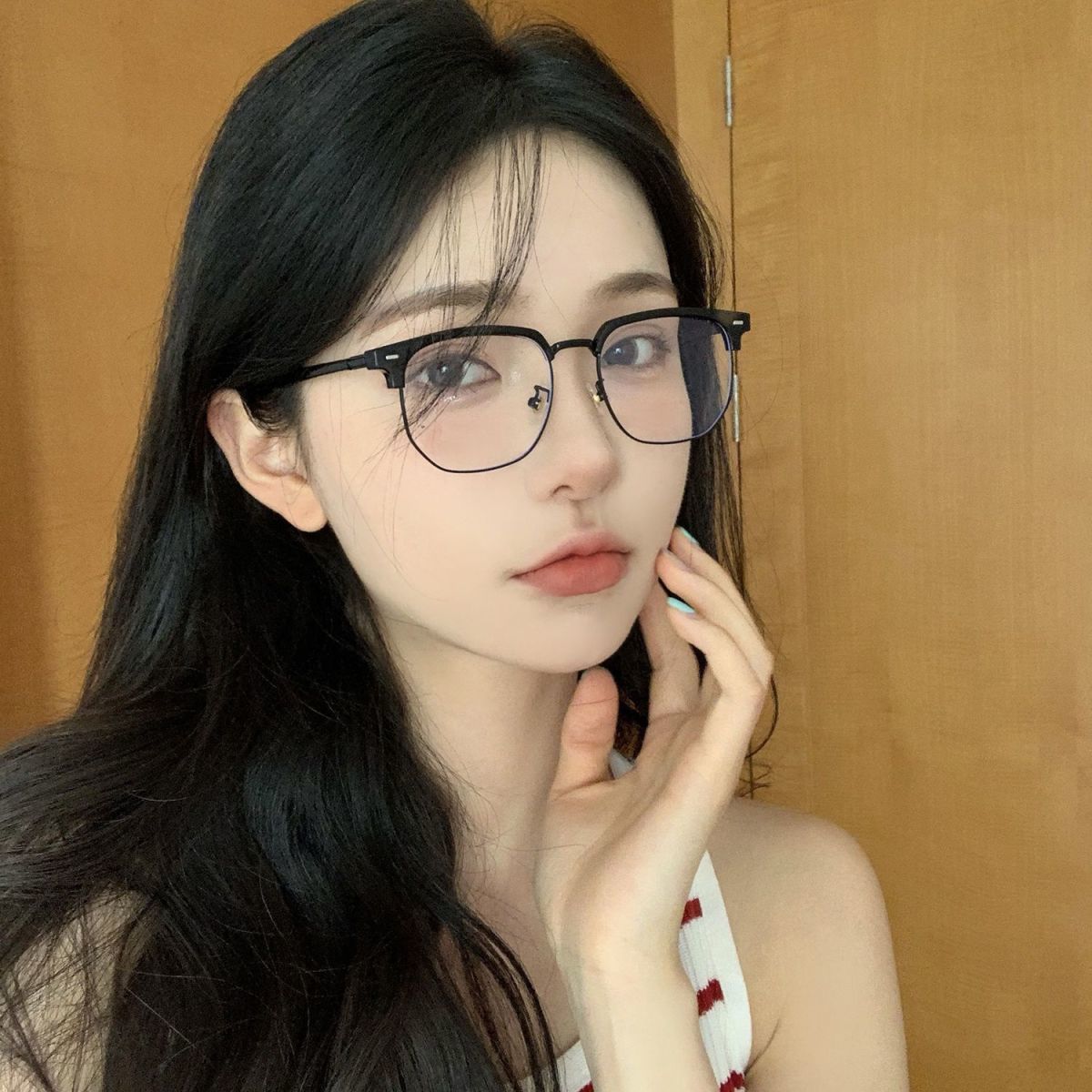 Gafas de medio marco, gafas politecnológicas para hombres, protección contra la luz azul, gafas para estudiantes de viajes, gafas de alto valor facial, gafas de cara pequeña image 5