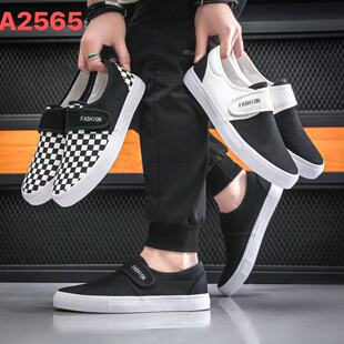 Velcro New Men's Shoes Lazy Slip-On Large Size Flat Shoes Men's Lightweight and Breathable