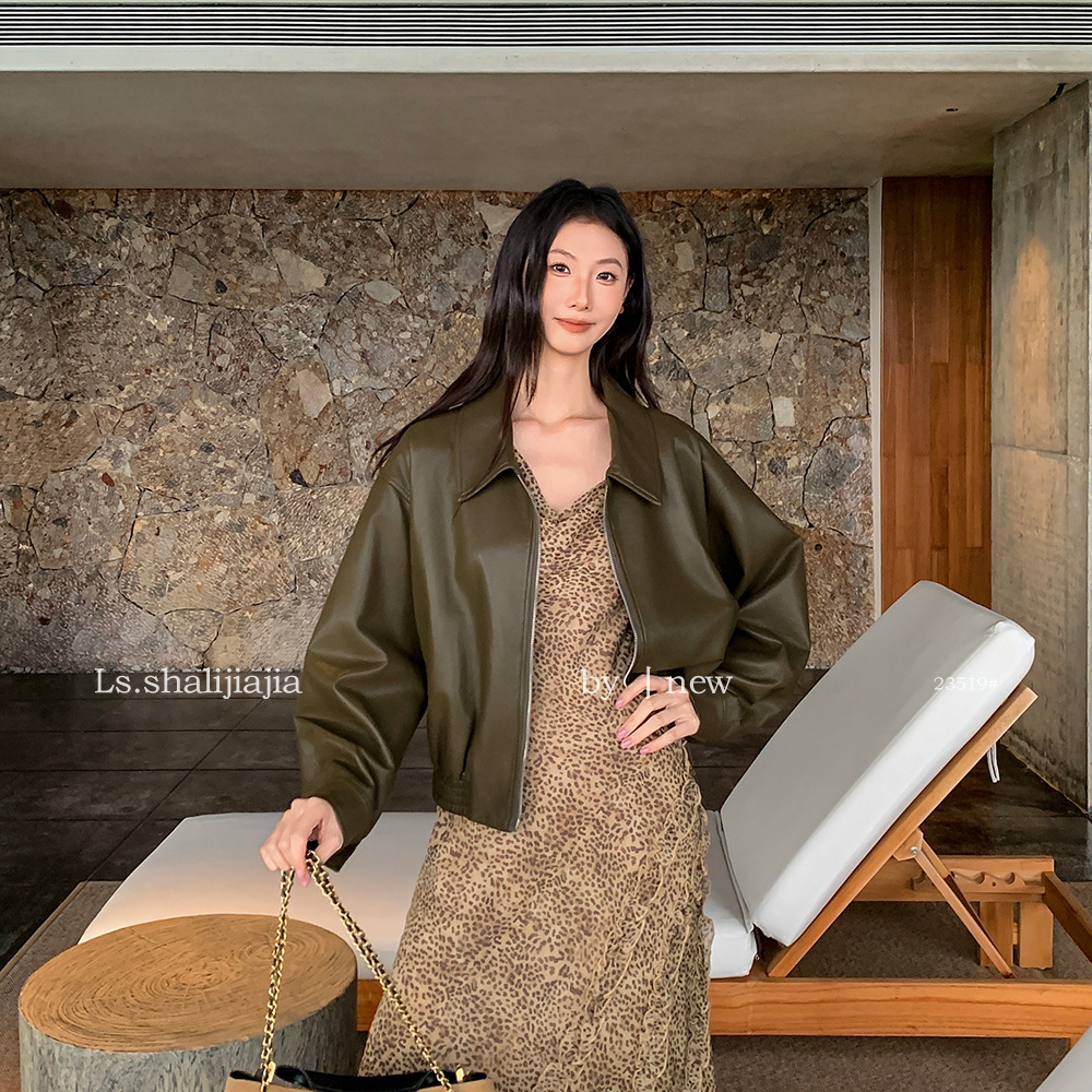LS简约时尚百搭短款皮衣外套女广州十三行2026早秋新款女装23519#
