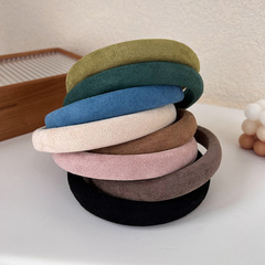 Korean version of the new autumn and winter deerskin velvet dark color high skull headband temperament versatile sponge thin headband pressed hair accessories