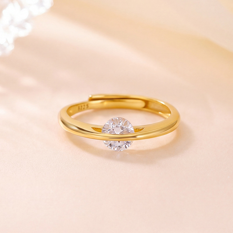 Nhẫn nữ bạc 925 mạ bạc thiết kế nhỏ gọn, đơn giản, có thể điều chỉnh độ mở — Loại bạc