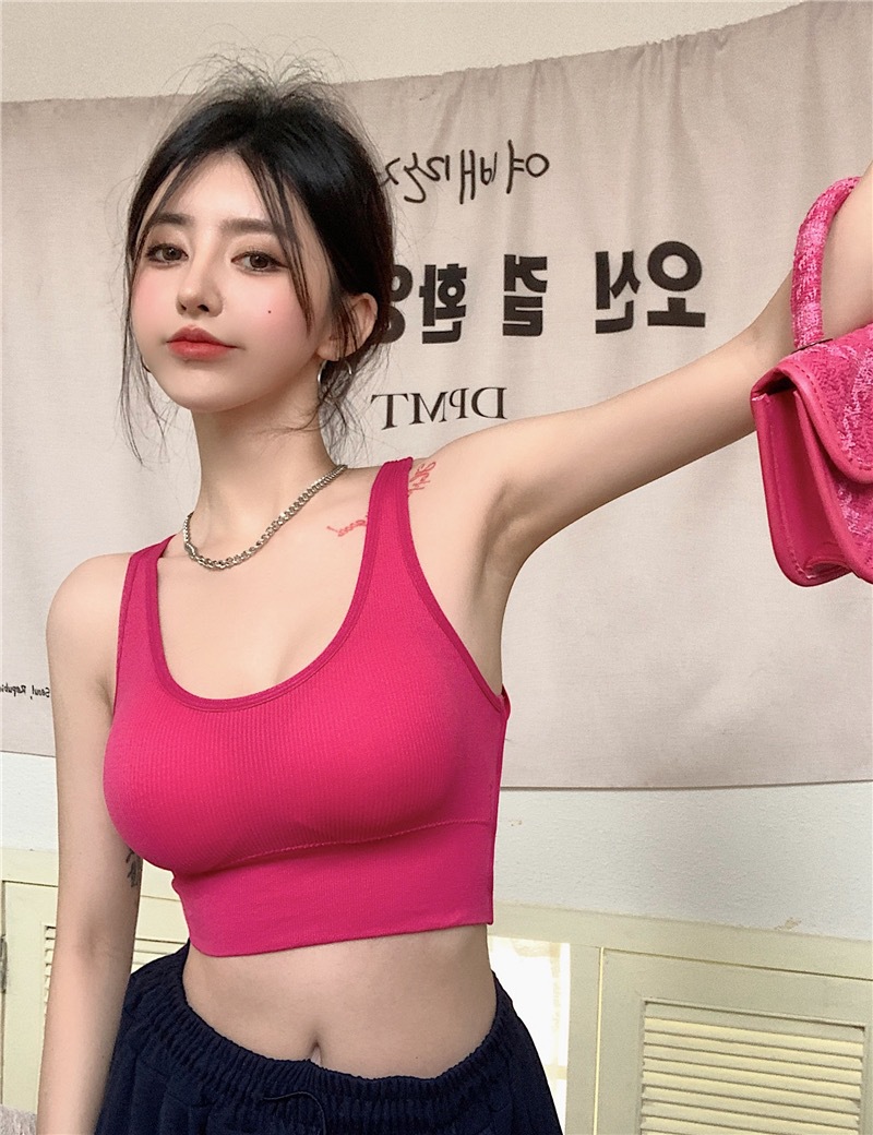 Spring and summer with chest pads, cross shaped back, bra, integrated underwear, top, small suspender, threaded vest for women's outerwear