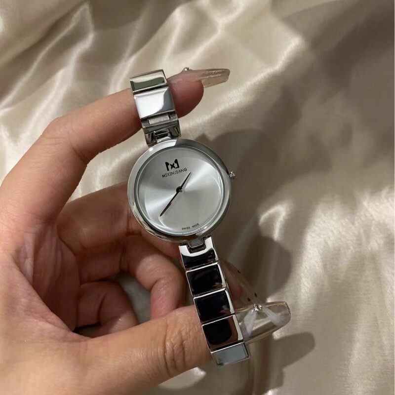 Little C White Moonlight Disc Small Silver Watch Light Luxury Casual Advanced Steel Belt Waterproof Women's Watch
