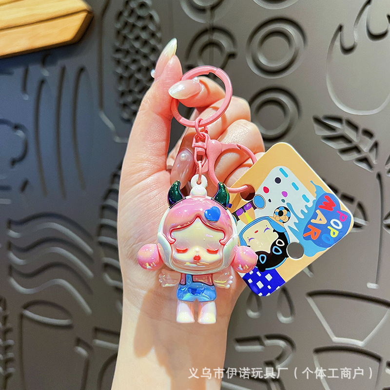 クリエイティブ電気メッキ悪魔眠りの女の子キーホルダーかわいい漫画カラフルな人形カップルバッグペンダント小さなギフト|undefined