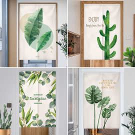 植物小清新ins 风艺门帘客厅隔断帘厨房半帘卫生间家用免打孔帘子