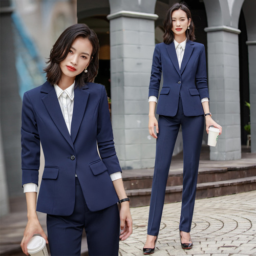 Professional suit women's spring and autumn navy blue business suit jacket work clothes temperament formal fashion suit two-piece set