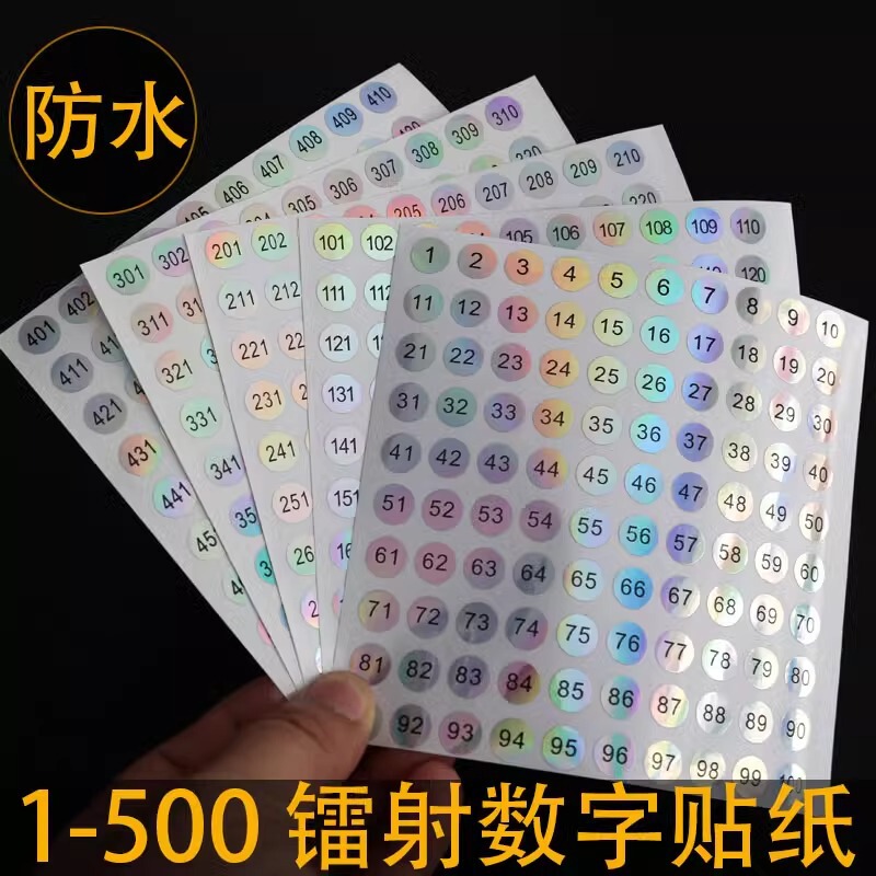 Nail Polish Glue Bottle Sticker Laser Color Changing Round Number Sticker Diameter 10mm Self-Adhesive Sticker Waterproof Label Customization