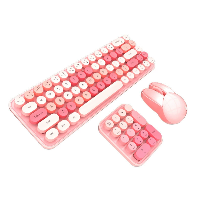 Wireless keyboard, mouse, small handheld set, cute retro laptop for office