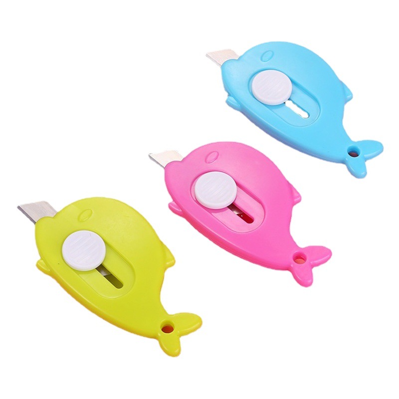 Mini dibujos animados arte Cuchillo pequeño portátil desembalaje cuchillo zanahoria delfín ballena arte papel corte cuchillo estudiante cuchillo