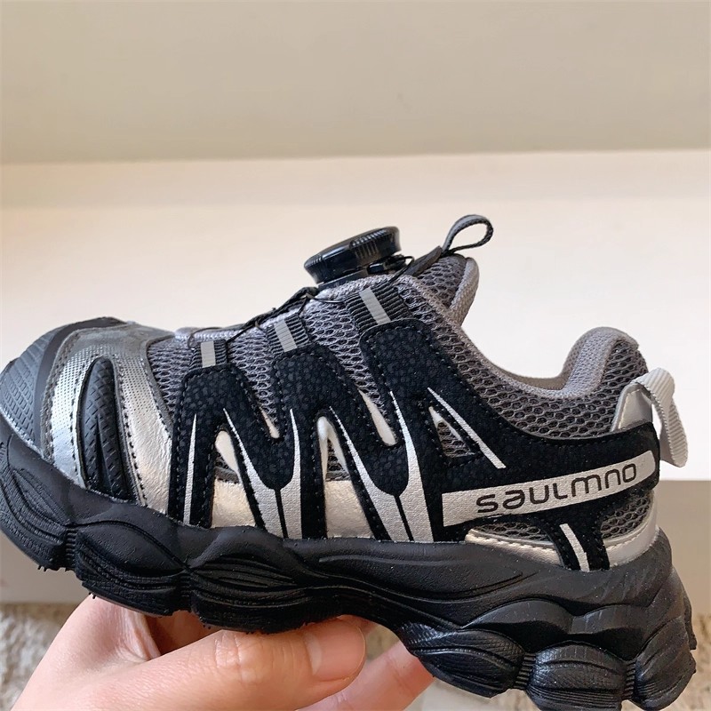 Zapatos deportivos para niños de doble red primavera y otoño botón botón