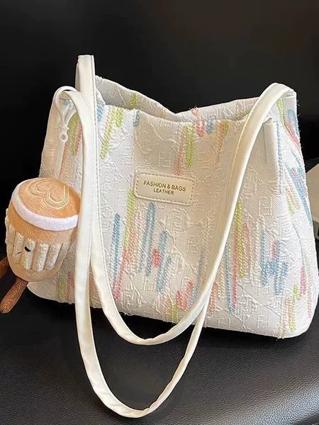 High-End Women's Bag 2025 New Fashion Striped Bucket Bag Casual Versatile Underarm Shoulder Tote Bag Urban