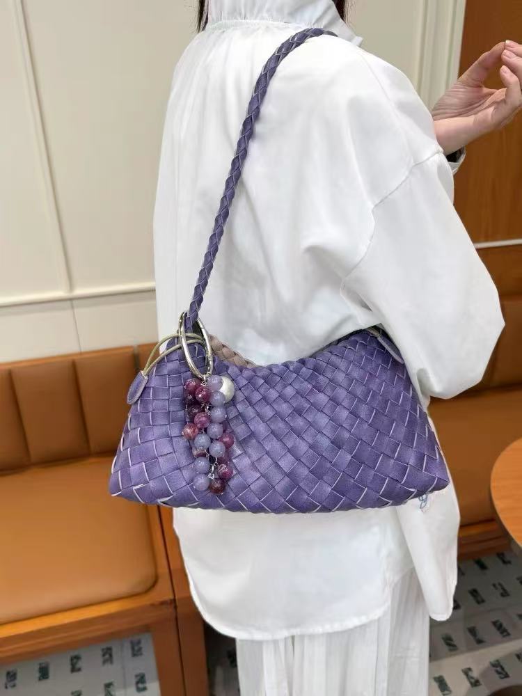 Women's Hand-Woven Leather Underarm Bag 2025 New Premium Retro Shoulder Handbag - Thumbnail 7