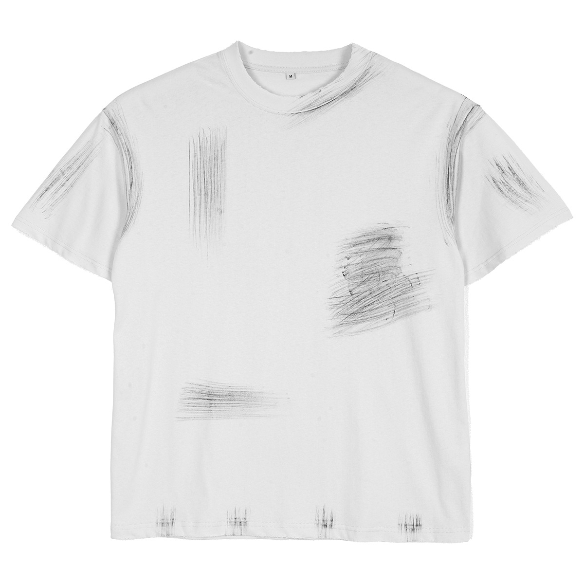 Características personalizadas lavado con agua camiseta de hombre retro camiseta de algodón suelto de alta calidad moda desgastado color de cepillo manual T de manga corta