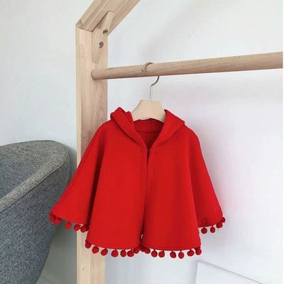 Cape coat girl Western style Shawl children go out Red cape Hooded baby Parent-child network Christmas Independent