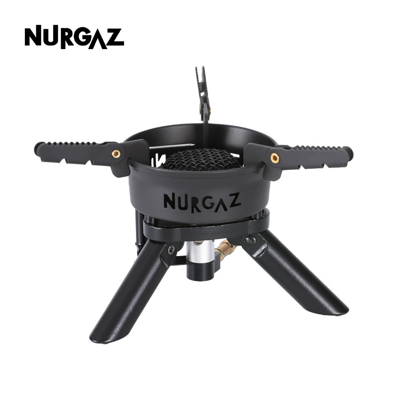 Nurgaz camping estufa dividida estufa plegable con encendido electrónico estufa de gas portátil feroz estufa a prueba de viento