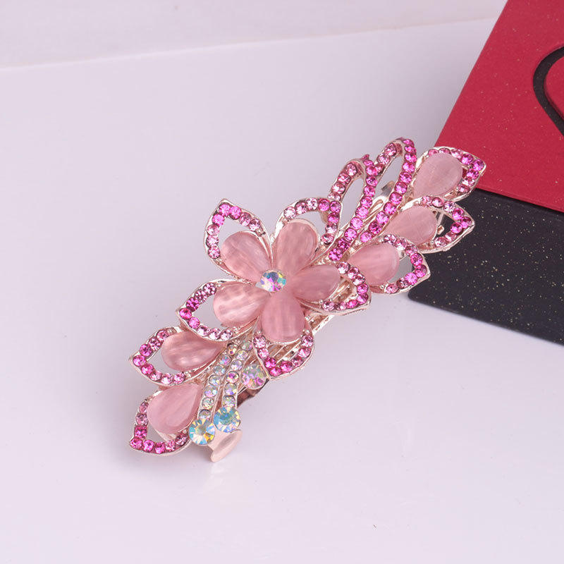 Large Cat's Eye Stone Spring Ponytail Clip Rhinestone Geometric Crystal Gem Hairpin Women's Hair Accessories Wholesale
