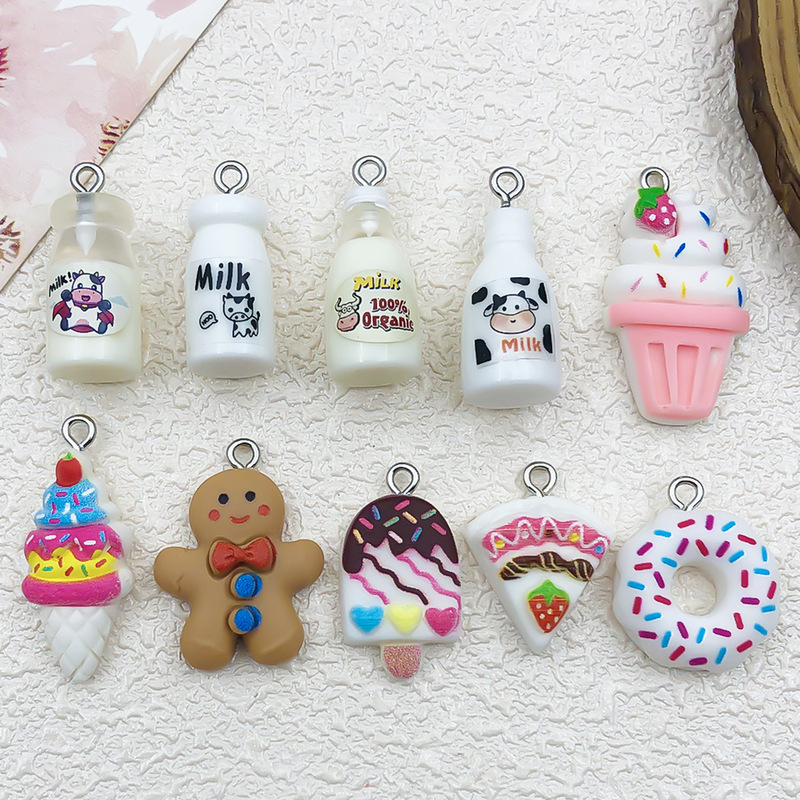 DIY Jewelry Accessories Realistic 3D Food Toy Milk Bottle Ice Cream Pendant Necklace Keychain Charm DIY Jewelry Accessories Realistic 3D Food Toy Milk Bottle Ice Cream Pendant Necklace Keychain Charm