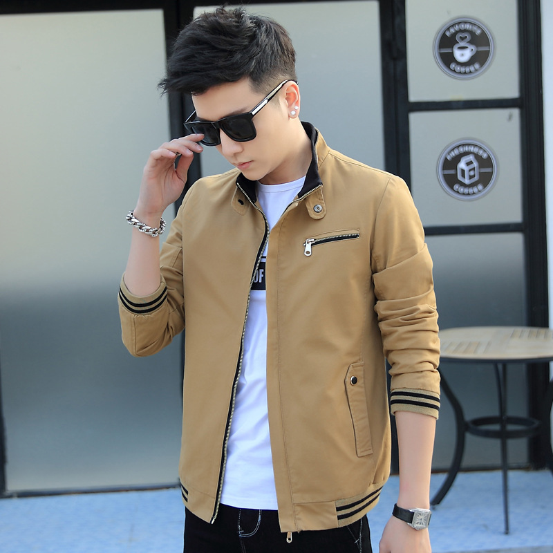 Spring and Autumn New Men's Casual Jacket, Sports Casual Stand-Up Collar Coat, Trendy Brand Versatile Men's Slim Fit Clothing