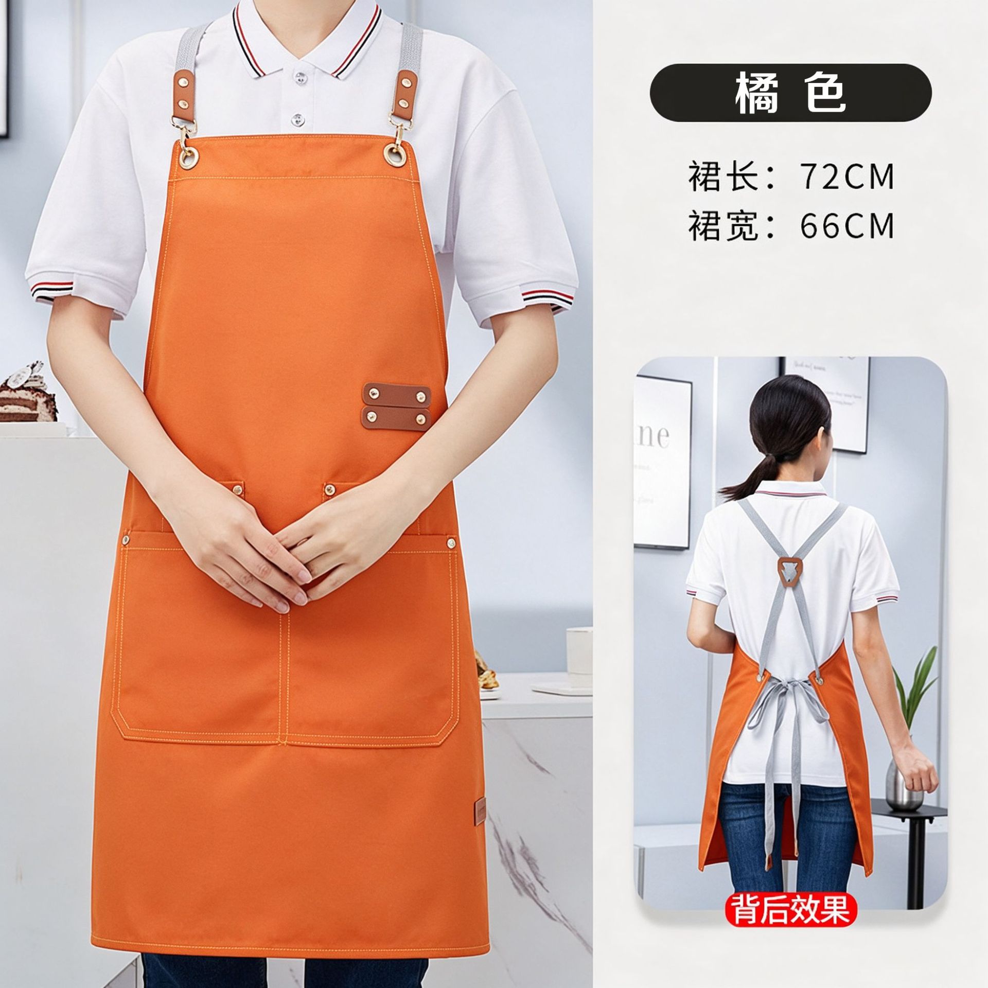 Delantal de lona para mujer – Resistente a grasas e impermeable, modelo fino de verano con impresión publicitaria personalizable y acabado anti-manchas.