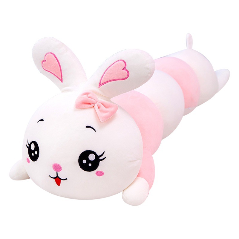 Fábrica al por mayor rayas acostado conejo de peluche de juguete lindo dormir muñeca de los niños ragdoll conejo almohada larga hembra