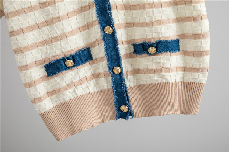 Elegant Stripe Knit Top With Wide-Leg Split-Hem Pants Set, Casual Chic Two-Piece Outfit For Women Versatile & Polished Design_ecoleips.com