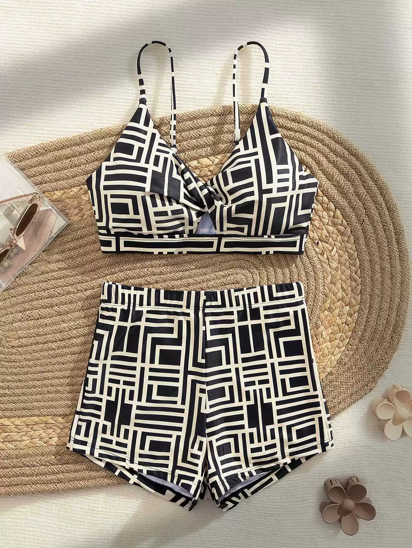 Sexy set, swimwear, split uniform, Amazon, European style, high waist