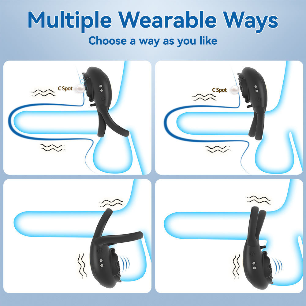 Rose Wireless Remote Vibrating Ring Prostate Massager, 8-Frequency Silicone Cock Ring — detail image 6