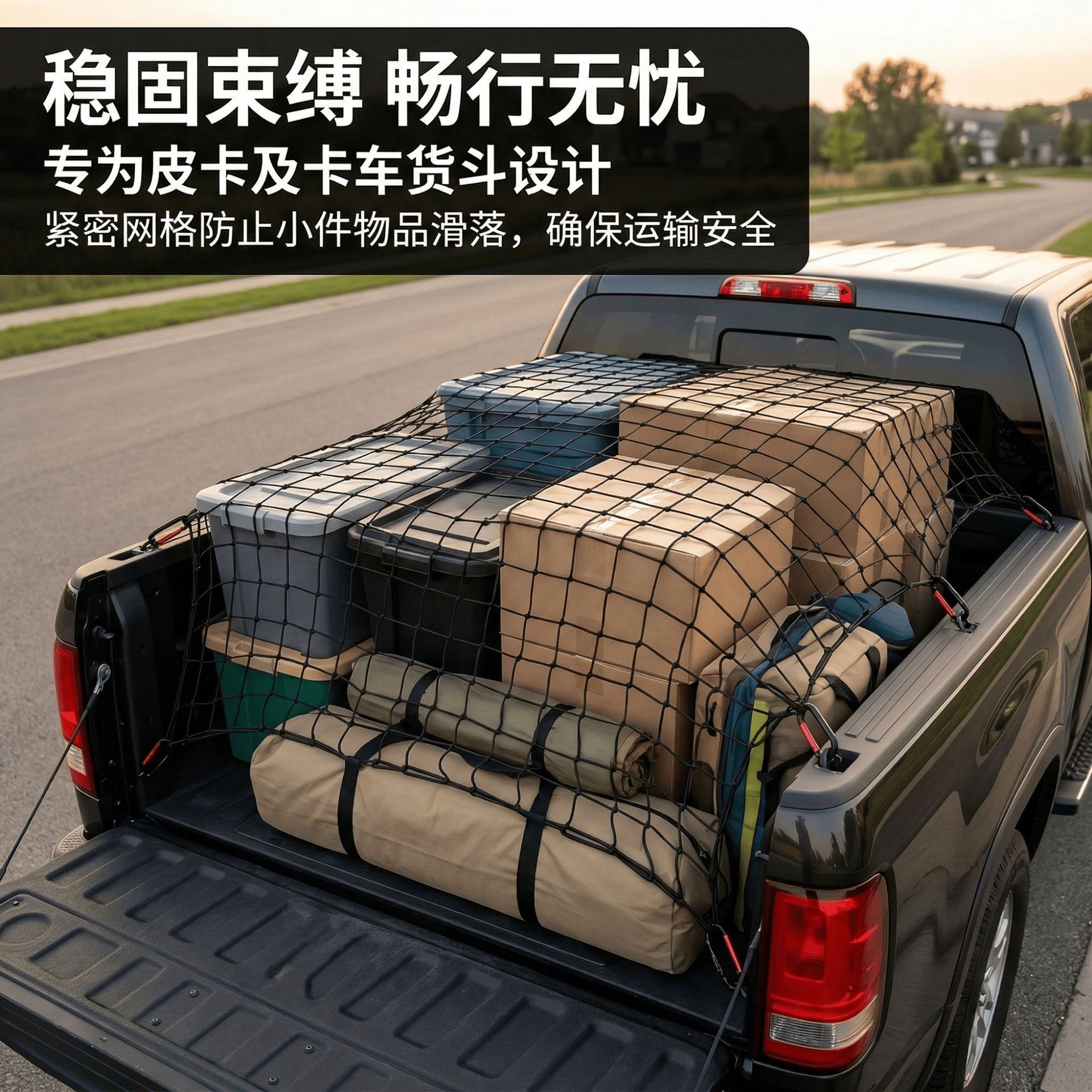 Car Roof Luggage Net Pickup Truck Net Bag 120*180cm 4*6 Feet Handbag Strong Metal Carabiner