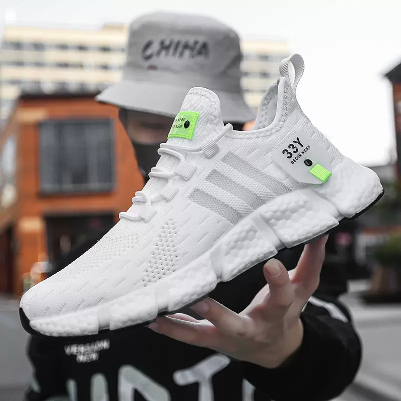 男鞋运动鞋夏季鞋子跑步鞋飞织透气跑鞋轻便网面男士休闲鞋男