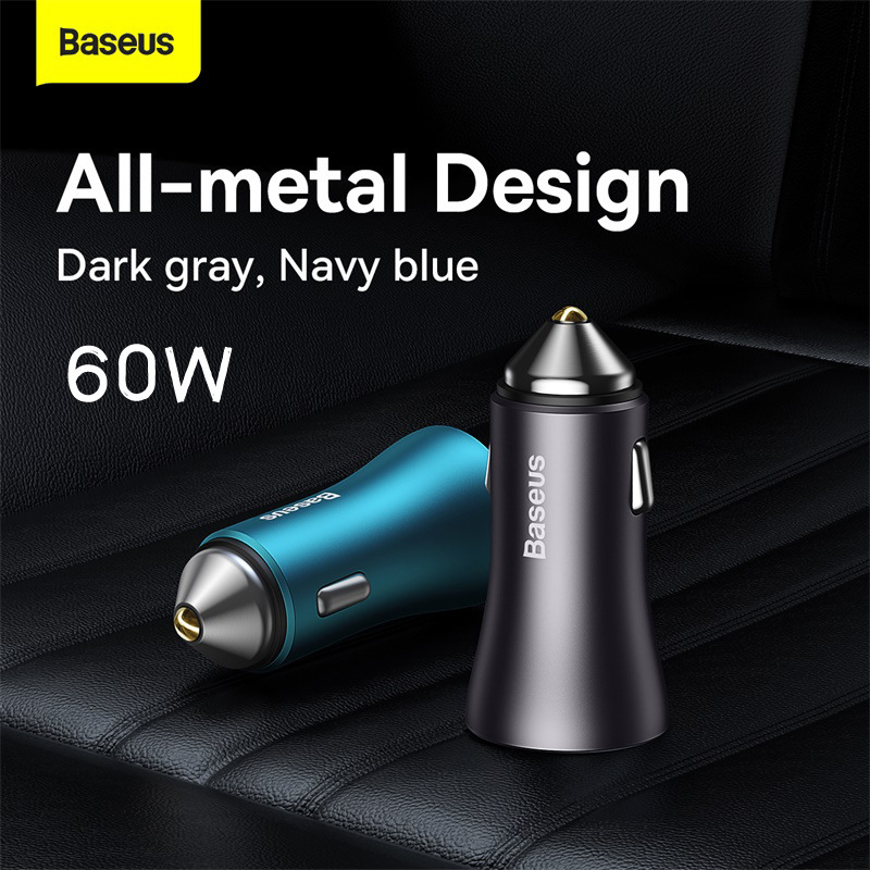 Baseus 60W dual-port car charger for mobile phones and computers, suitable for Samsung and Apple fast charging, mini car charger Baseus 60W dual-port car charger for mobile phones and computers, suitable for Samsung and Apple fast charging, mini car charger