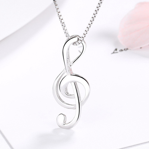 New concept s925 sterling silver necklace note pendant Korean style fashion personality simple note clavicle chain manufacturer wholesale