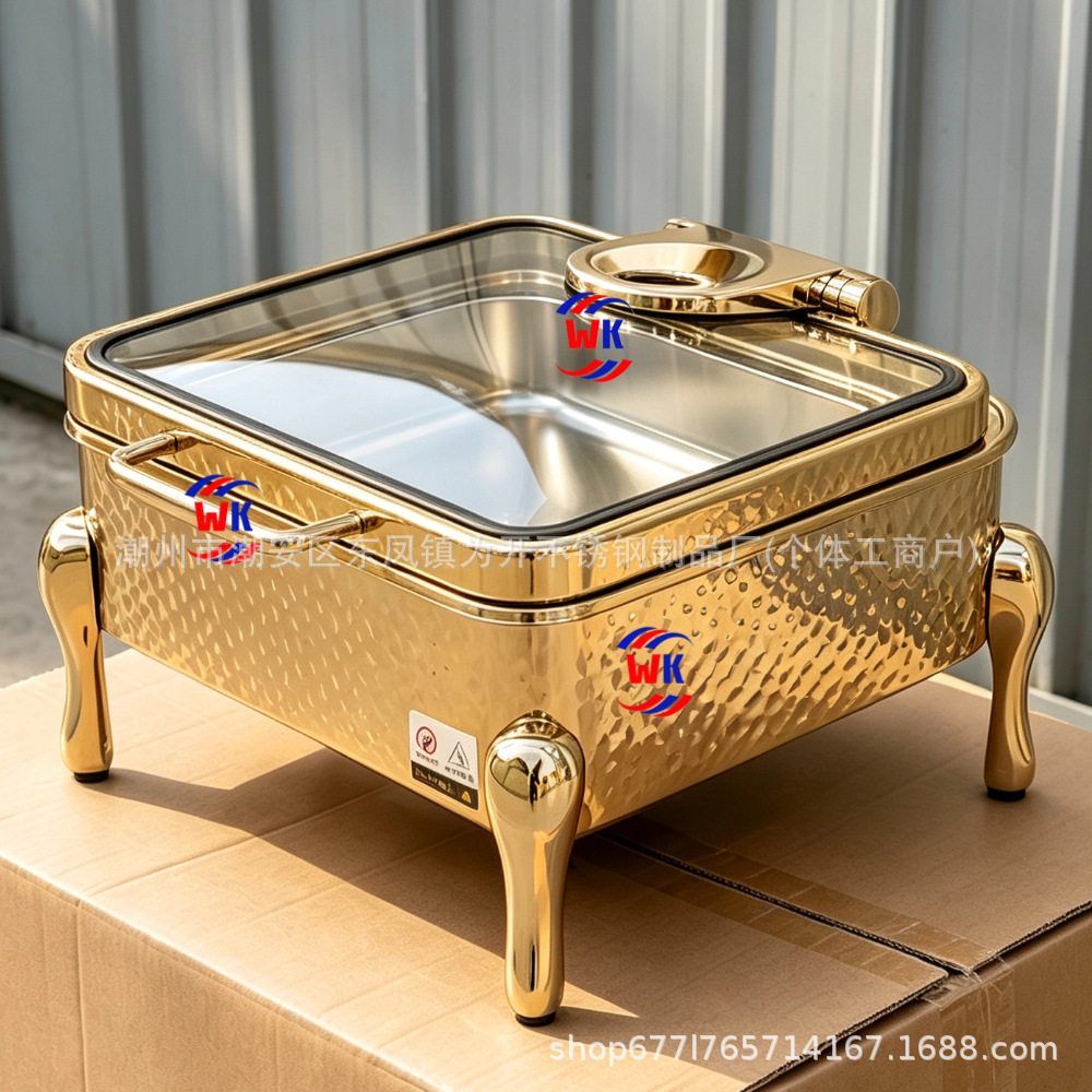 El horno de buffet comercial engrosa 304 horno de Buffy con patrón de martillo de acero inoxidable, horno de aislamiento térmico de hotel cuadrado rectangular