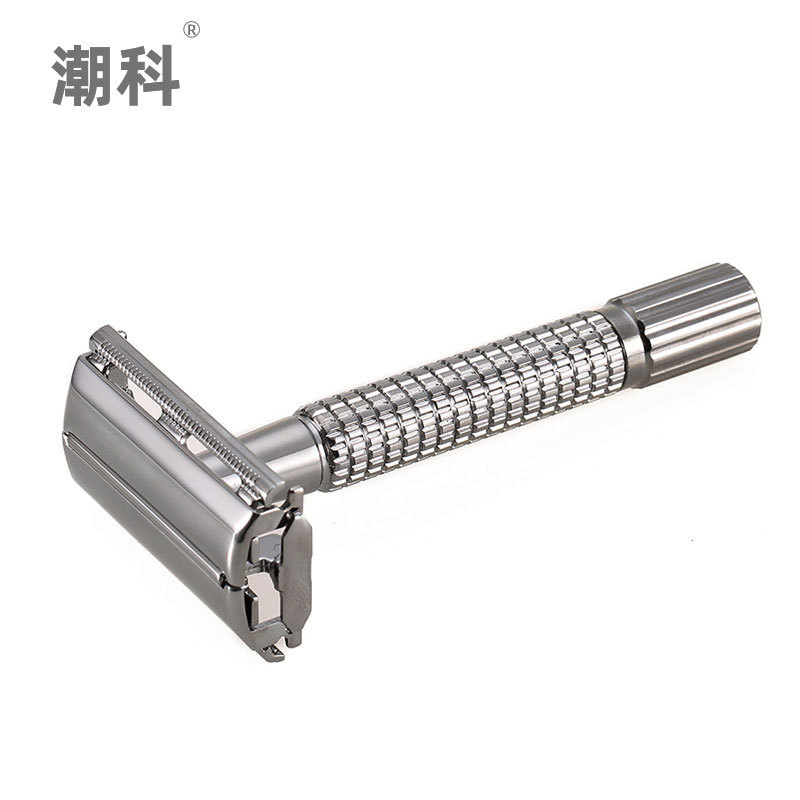 Men's Manual Razor Butterfly Swing Open Vintage Double Edge Safety Razor Stainless Steel Double-sided Blade
