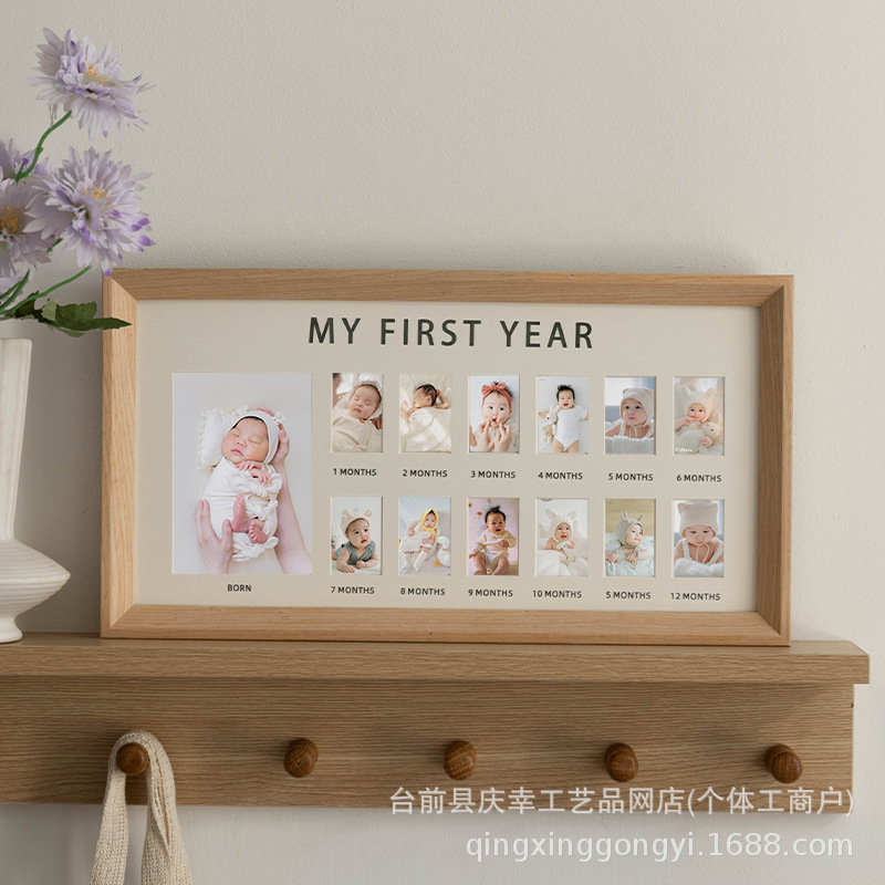 Baby's One-Year-Old and 12-Month-Old Growth Record Photo Frame Display Stand 100-Day Commemorative Baby Photo Id Photo Baby's One-Year-Old and 12-Month-Old Growth Record Photo Frame Display Stand 100-Day Commemorative Baby Photo Id Photo