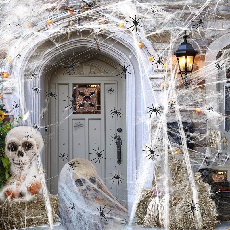 Halloween Spider Web Cotton Stretchable Super Stretch Spider Web Ghost Festival Haunted House Party Simulation Spider Decoration Props Halloween Spider Web Cotton Stretchable Super Stretch Spider Web Ghost Festival Haunted House Party Simulation Spider Decoration Props