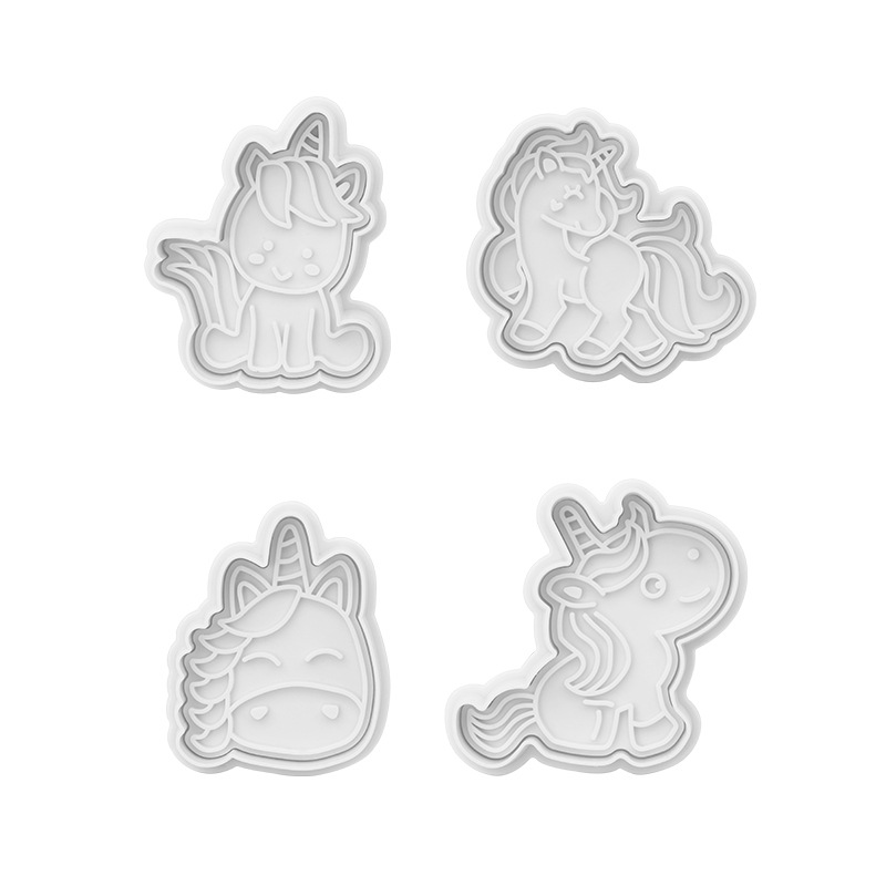 Blanco 3d unicornio molde de galleta de dibujos animados tridimensional galletas de glaseado diy simulación de fondant herramienta de horneado galletas