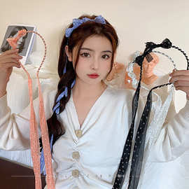 发箍带飘带发带女绑发2021年网红新款发夹蝴蝶结头饰夏天发卡立体