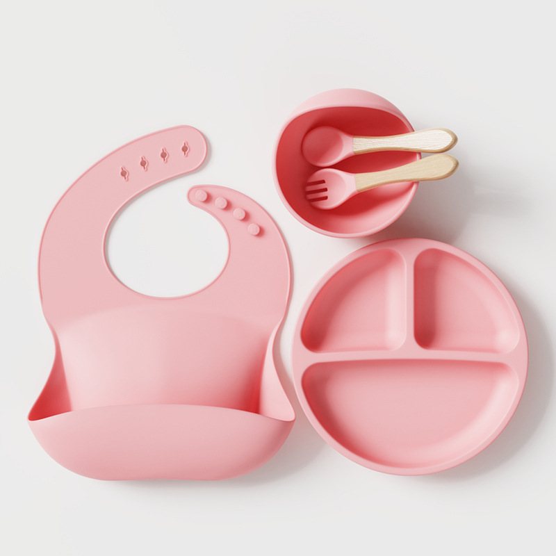 5 pieces of suit (color can be noted)-dinner plate bowl spoon fork bib