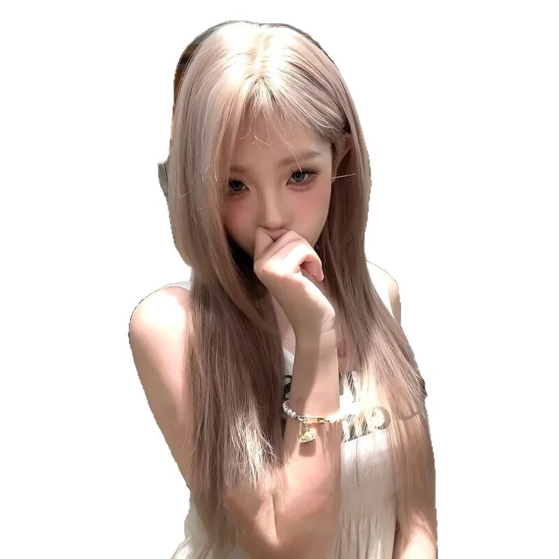 【提拉米苏】假发女刘海高层次粉棕色网红减龄显脸小自然全头套式|undefined