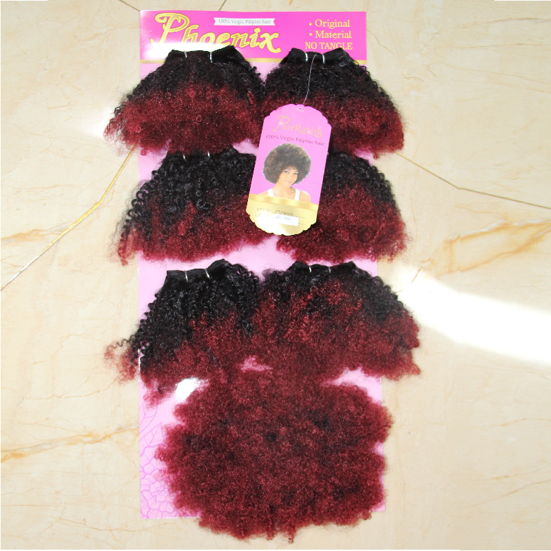 Synthetic Afro Kinky Hair Weft Blend Hair with Closure