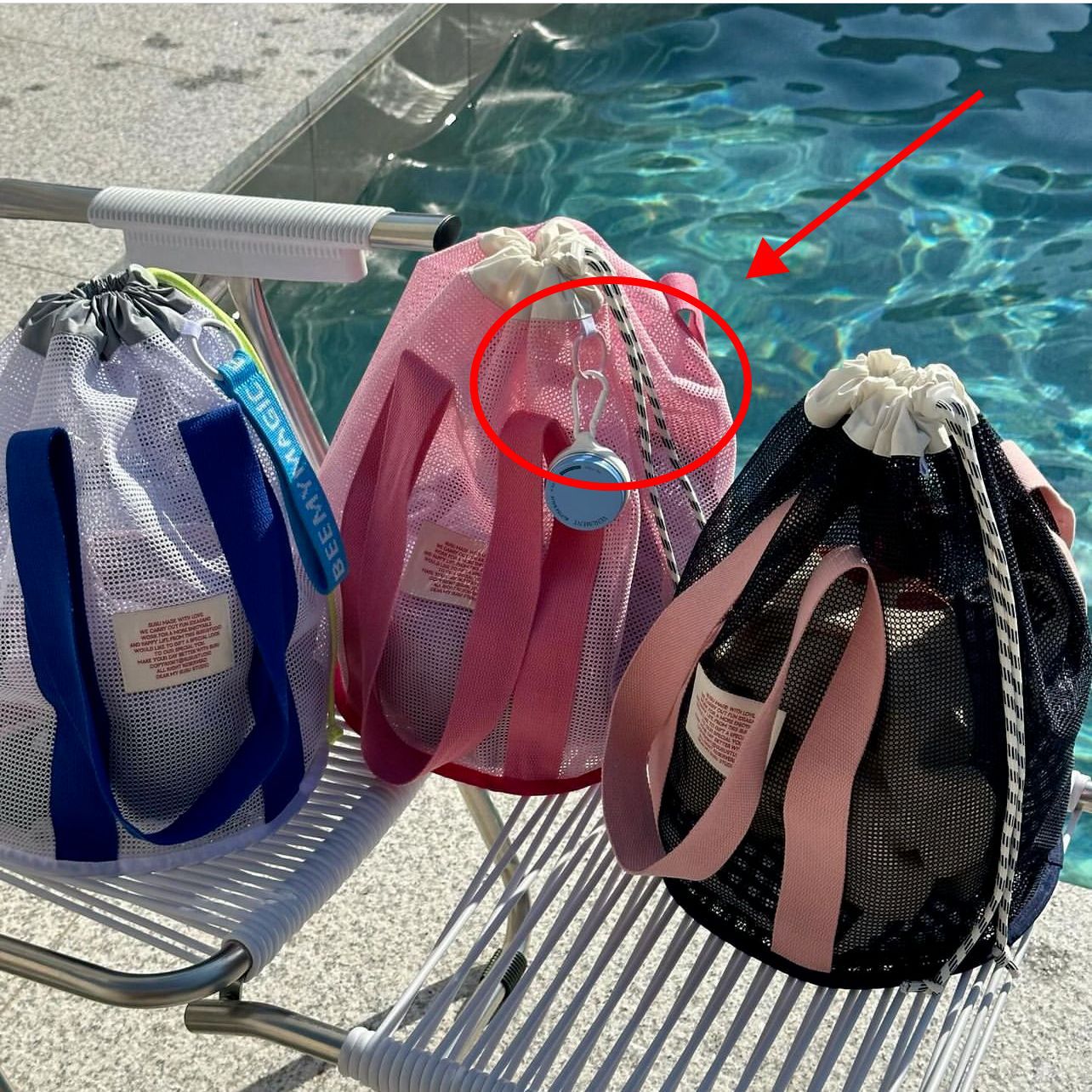 韓国ins休暇旅行ビーチバッグネット布ポケット大容量手提げ袋水泳通気ネット収納バッグ