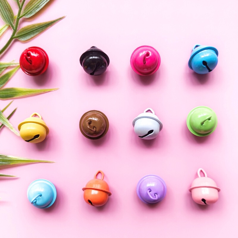 18mm Candy Color Painted Small Bell Keychain Accessories Handmade Pendant DIY Metal Pet Jewelry Accessories