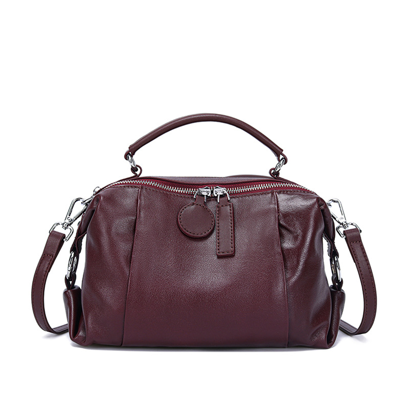 European And American Niche Bags 2025 New Arrival, First Layer Cowhide Boston Shoulder Bag, Versatile Retro Style Crossbody Bag - Thumbnail 8