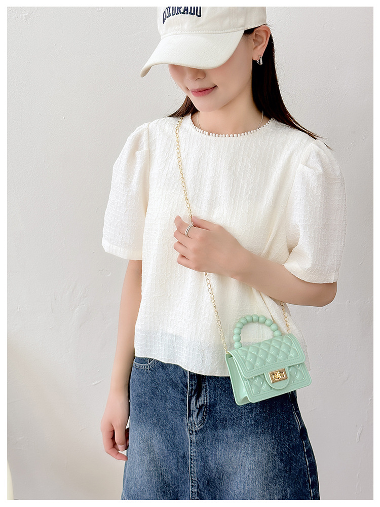 157g Weight Polyester Lining Material Flip Cover Closure Type Single Shoulder Strap Strap Type Jelly Bag Bags Type Casual, Holiday Occasion PVC Material Solid Color Pattern All Seasons Season Women's Gender Basic, Classic Style Style Square Shape Small Size Women's Small PVC Solid Color Basic Classic Style Square Flip Cover Jelly Bag 23