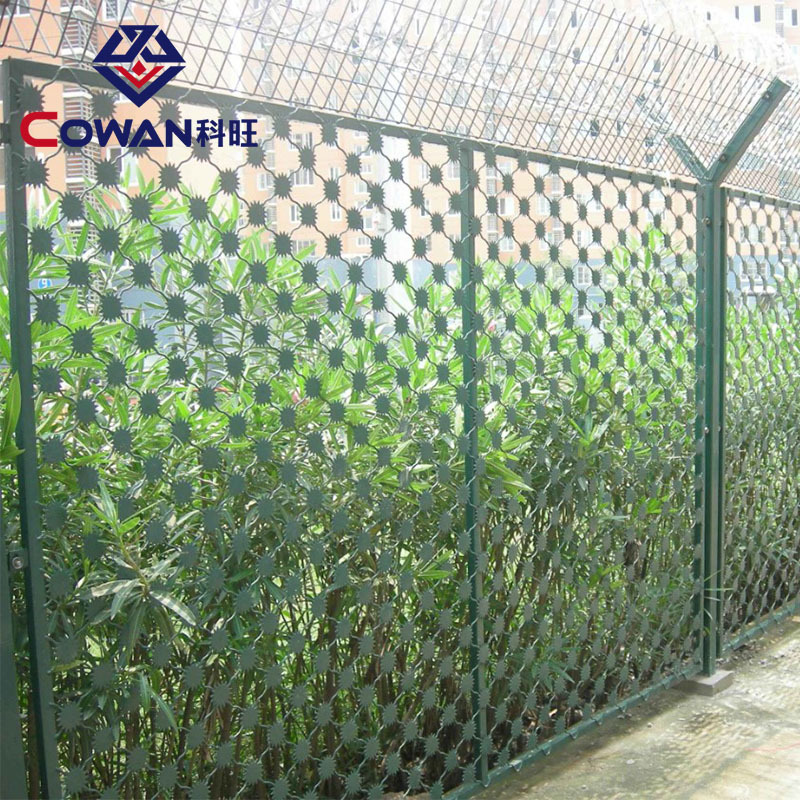 Muro de malla de acero de la prisión, columna en forma de Y, barandilla del aeropuerto, cerca de malla de espina de cuchillo, red antirrobo de escalada, protección de base militar