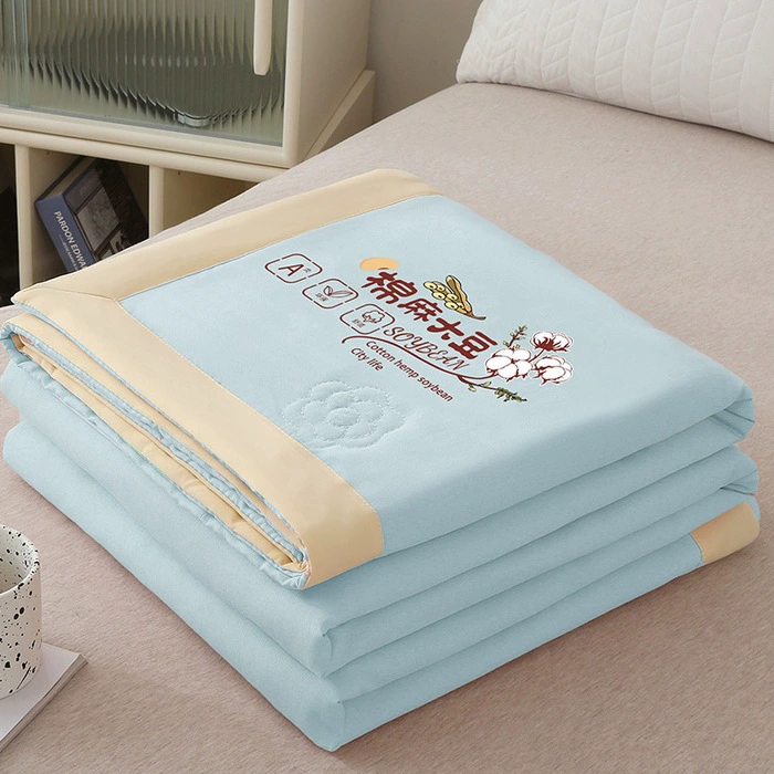 Летнее одеяло из стираного хлопка и льна, детское одеяло для кондиционера, двухслойное марлевое одеяло из соевого волокна, подарочное летнее одеяло, летнее охлаждающее одеяло оптом